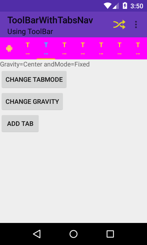 ToolBar et TabLayout CenterFixed nTabs