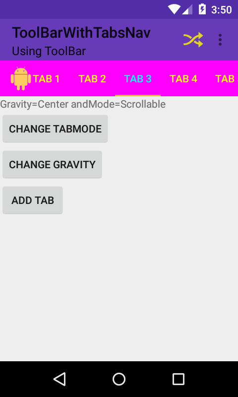 ToolBar et TabLayout CenterScrollable nTabs